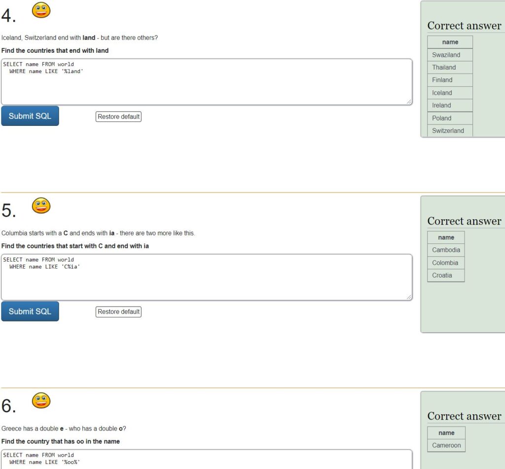 Sqlzoo Answers Select From World Tutorial